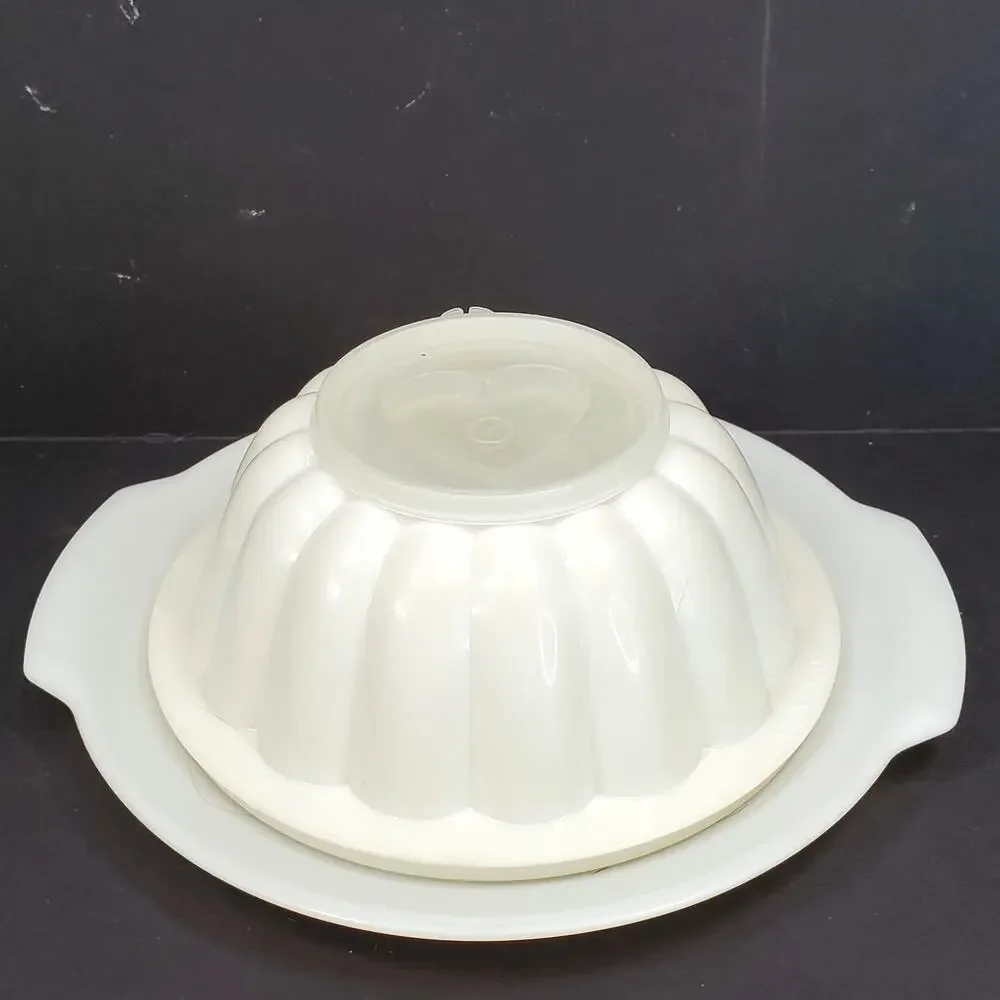Vtg 3 Piece Tupperware Jel-N-Serve Mold 631 Heart Lid 616 Mold 617 Serving Tray